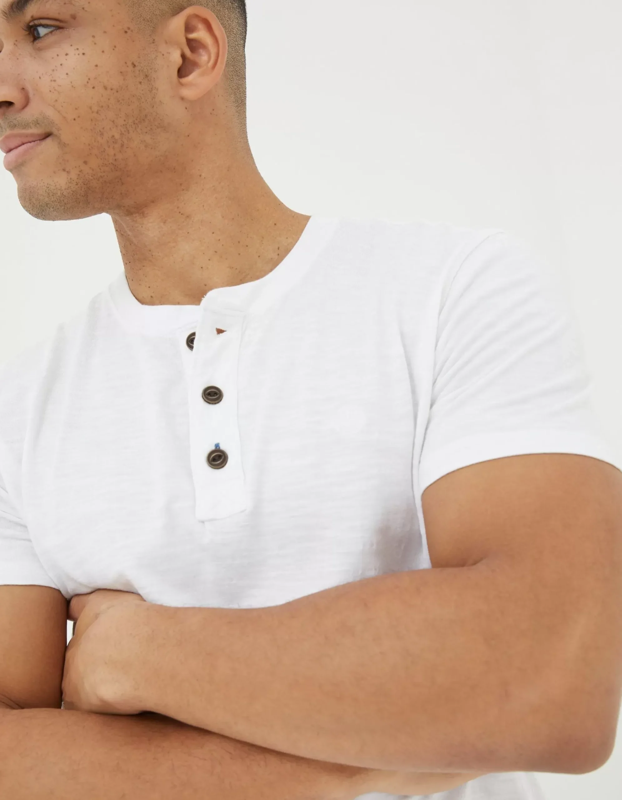 Men FatFace View All|Short Sleeve Slub Henley T-Shirt