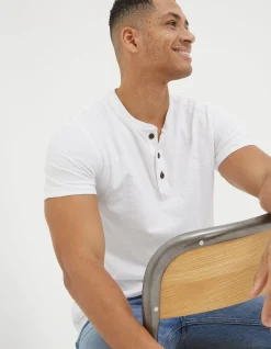 Men FatFace View All|Short Sleeve Slub Henley T-Shirt