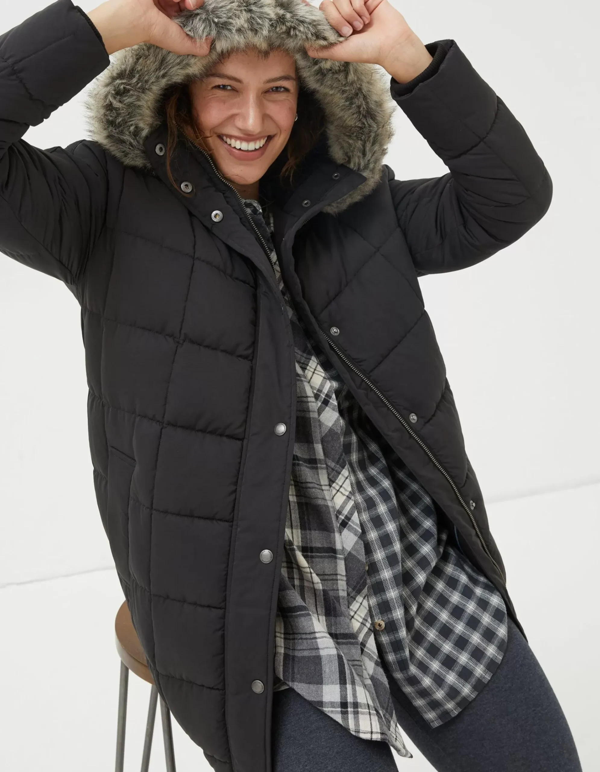 Women FatFace Coats & Jackets|Sienna Quilted Mid Length Coat