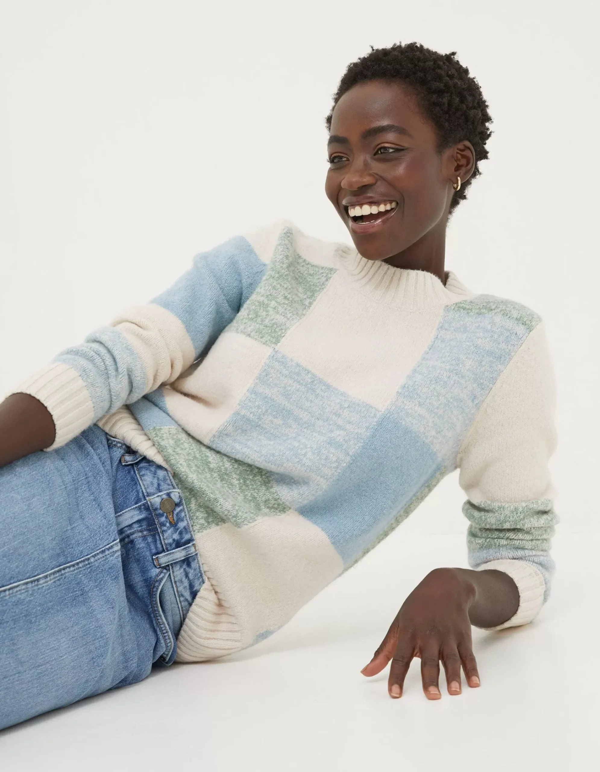 Women FatFace Knitwear|Sienna Square Patterned Jumper