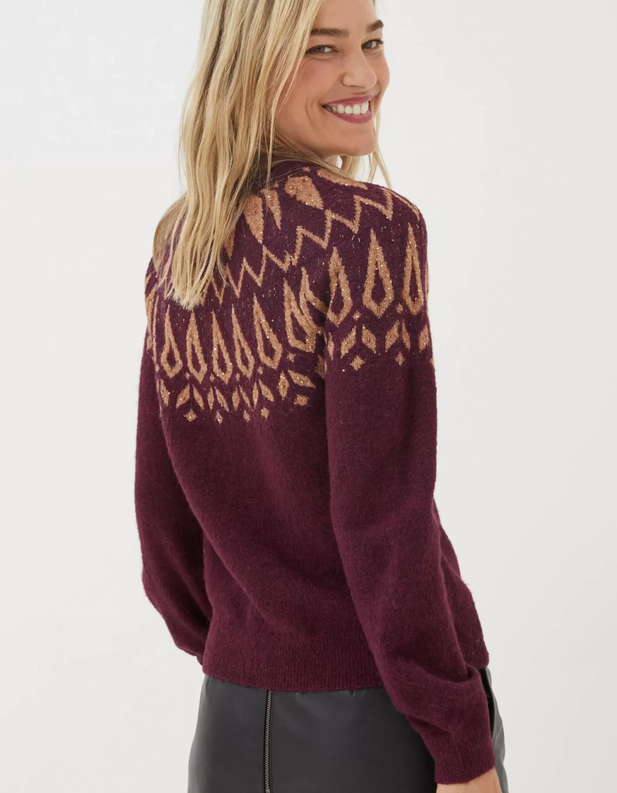 Women FatFace View All|Silve Fairisle Sparkle Jumper