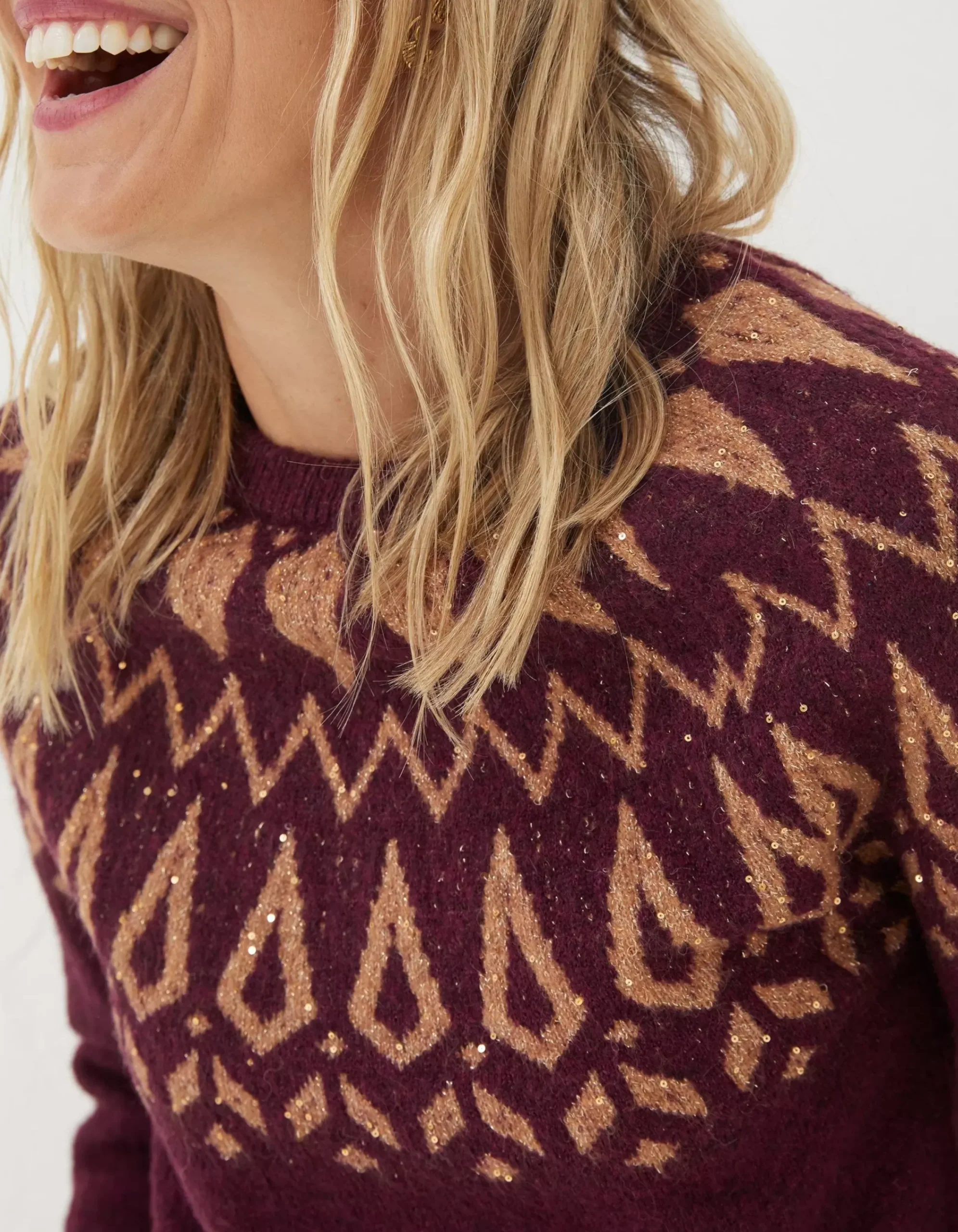 Women FatFace View All|Silve Fairisle Sparkle Jumper