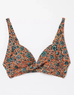 Women FatFace Beachwear & Swimwear|Sketched Floral Twist Bikini Top