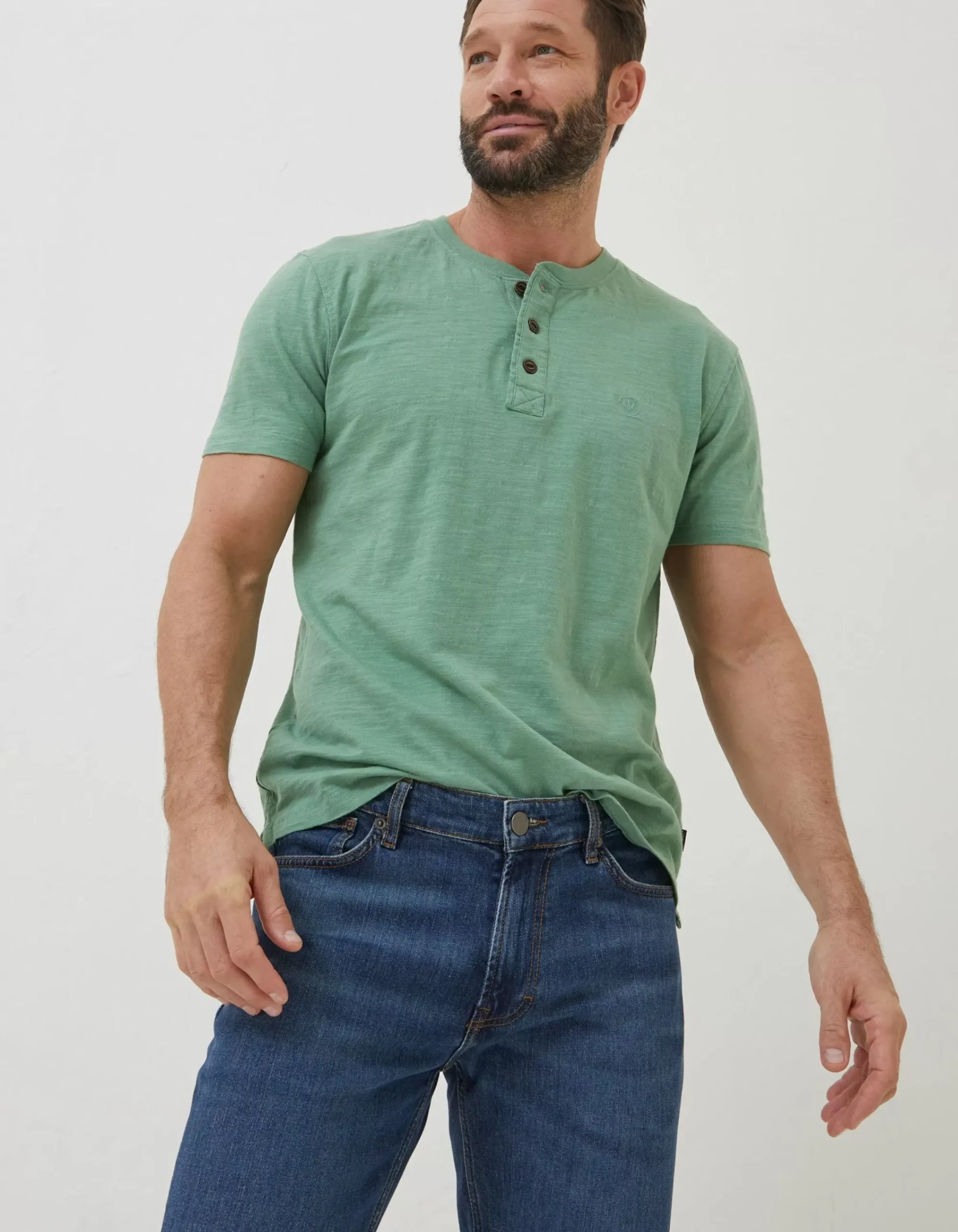 Men FatFace T-Shirts|Slub Henley T-Shirt