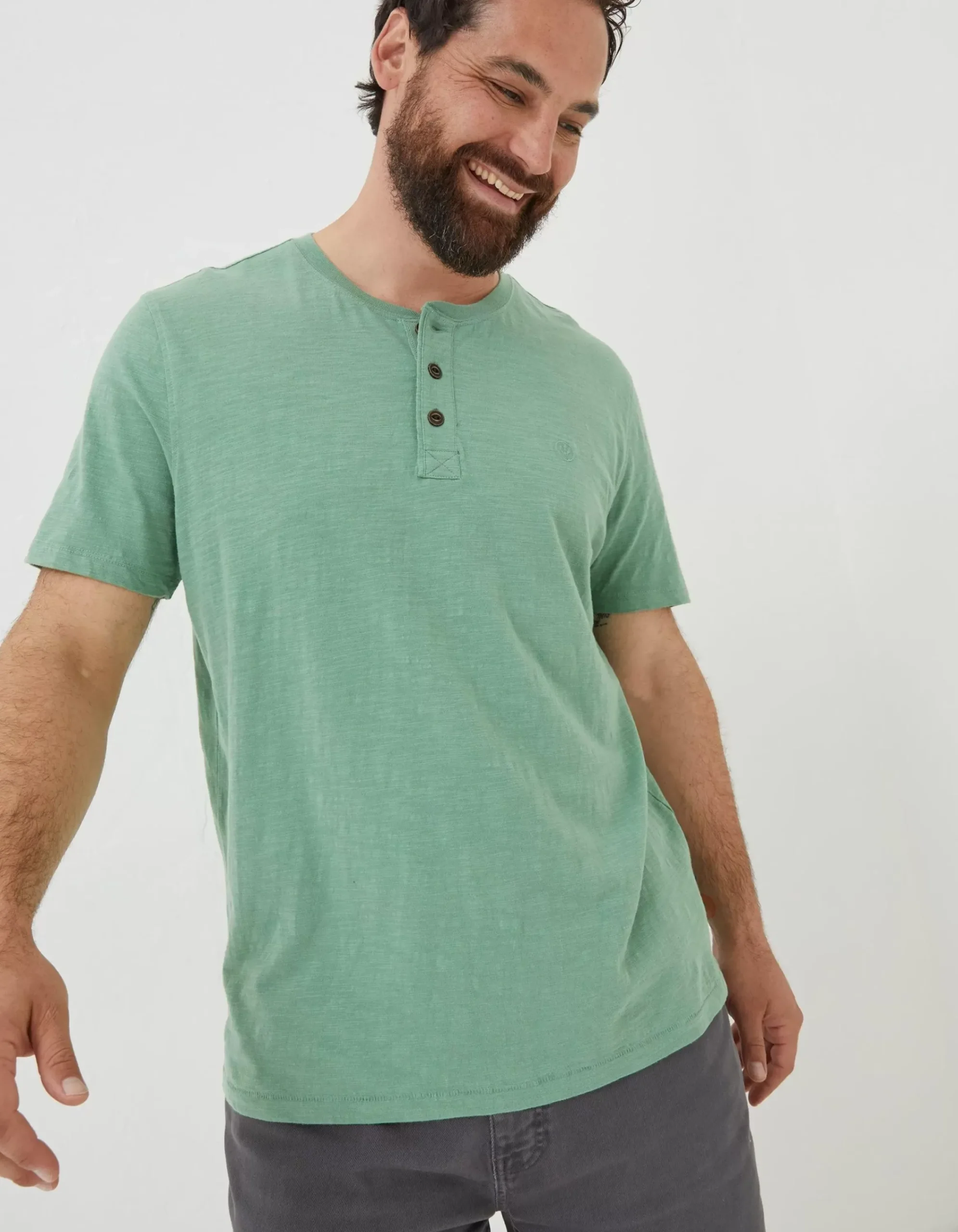 Men FatFace T-Shirts|Slub Henley T-Shirt