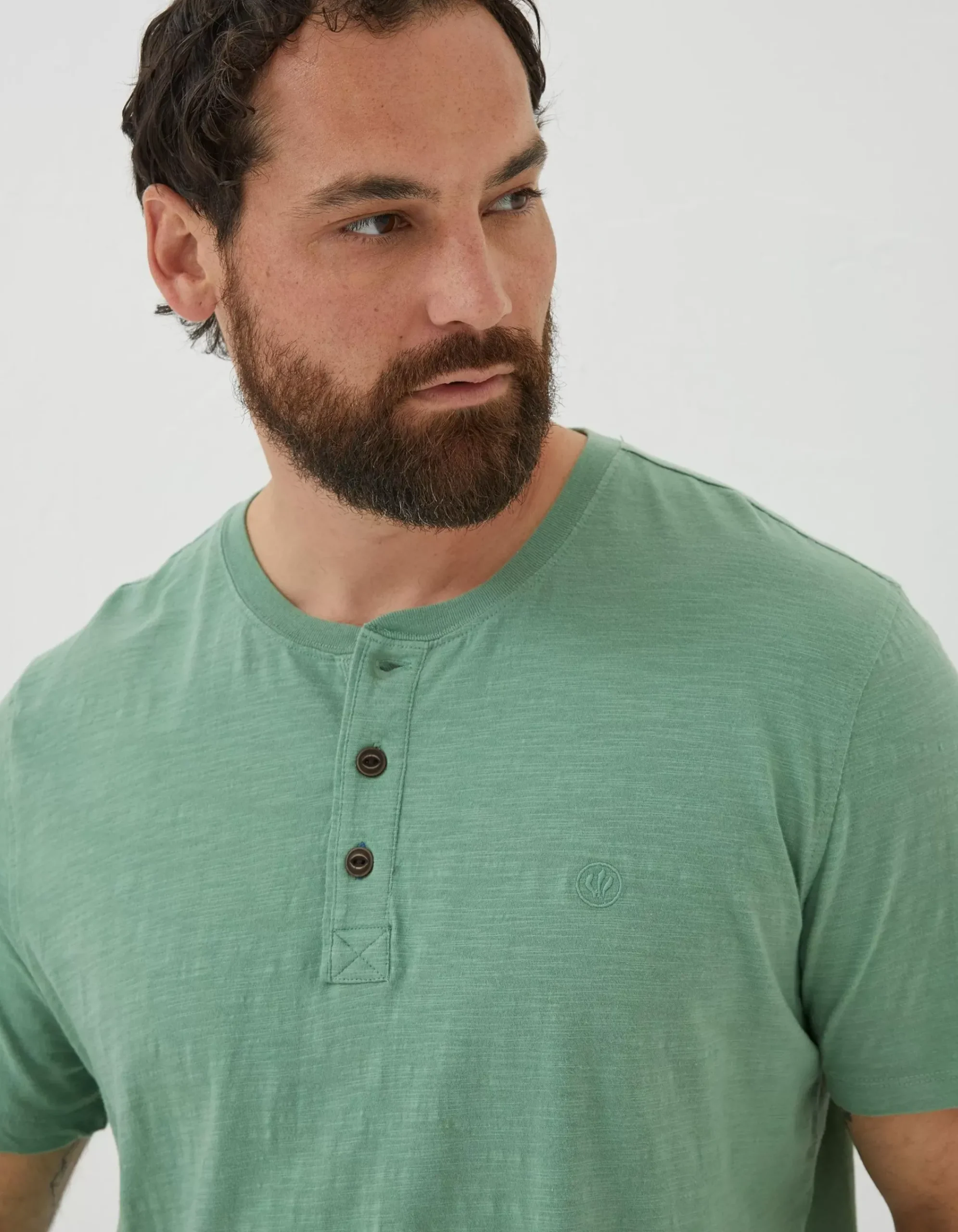 Men FatFace T-Shirts|Slub Henley T-Shirt