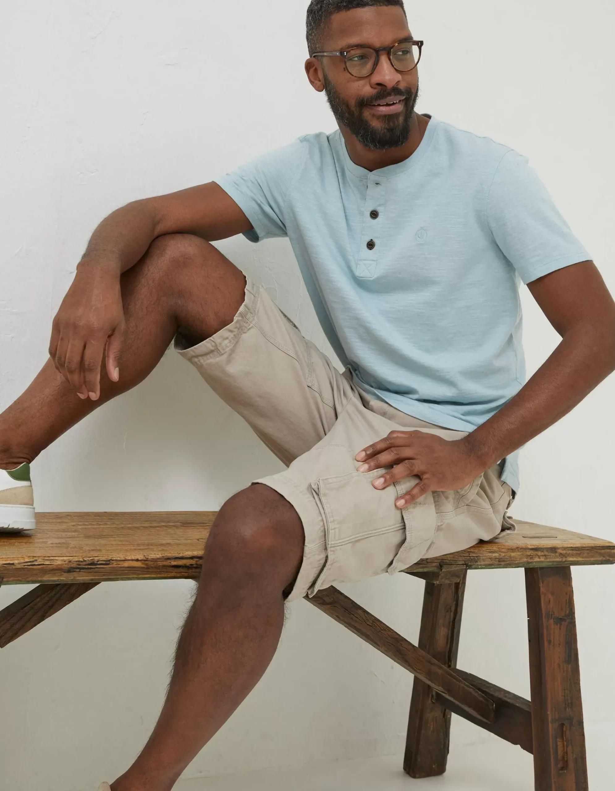Men FatFace T-Shirts|Slub Henley T-Shirt