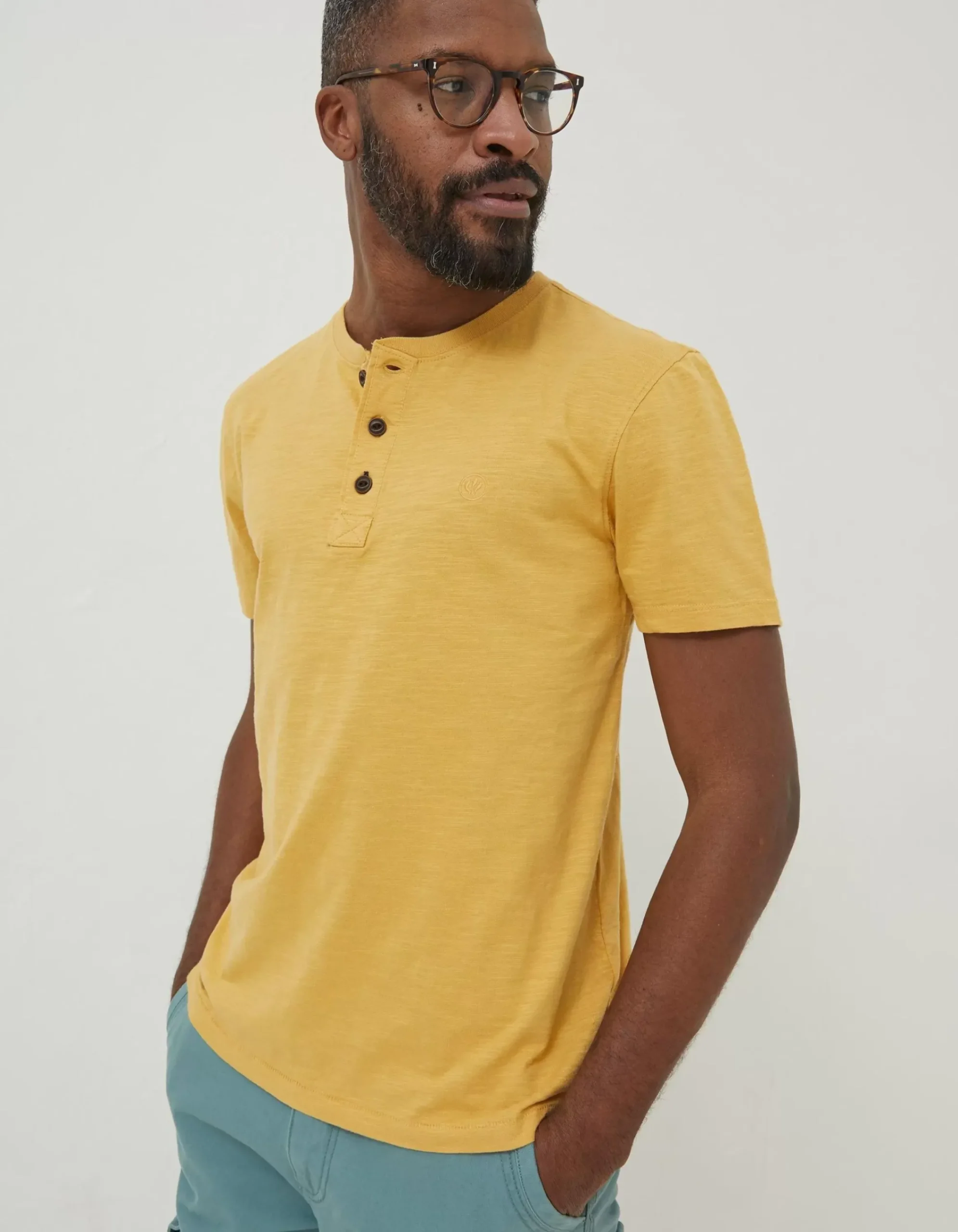 Men FatFace T-Shirts|Slub Henley T-Shirt