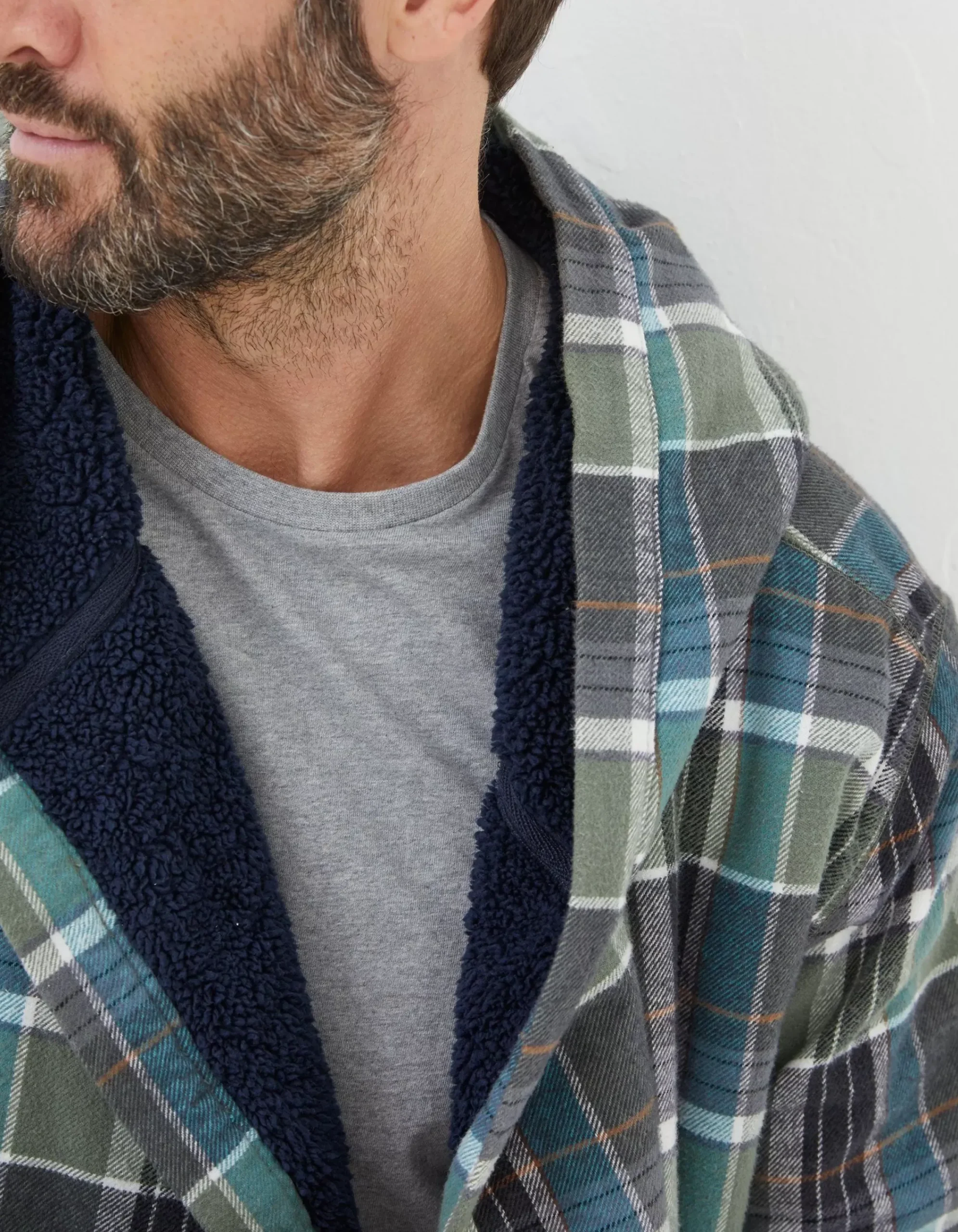Men FatFace Nightwear & Pyjamas|Southsea Fleece Checked Robe