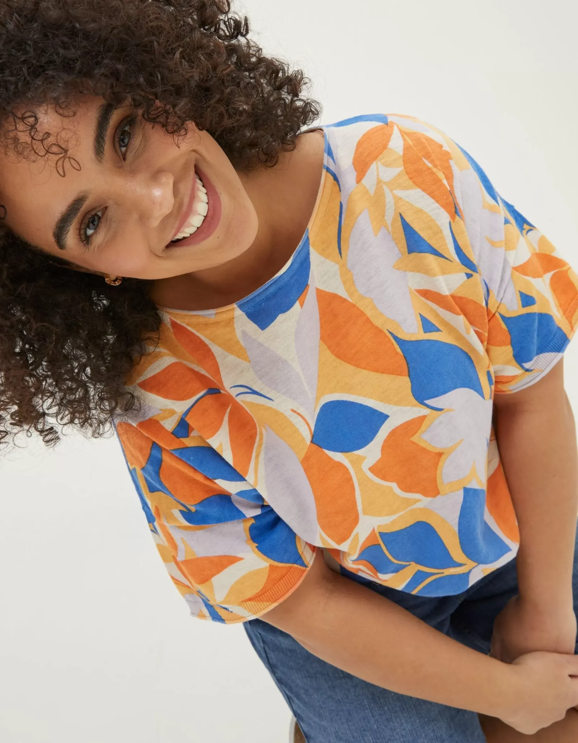 Women FatFace Knitwear|Stencil Floral Knitted Top