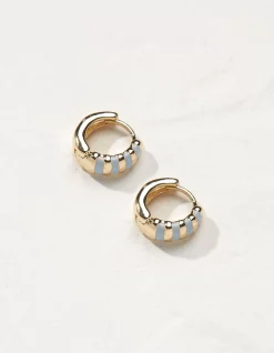 Women FatFace View All|Stripe Enamel Huggy Hoops