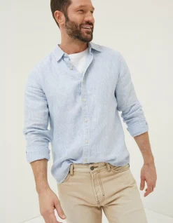 Men FatFace Shirts|Stripe Linen Shirt