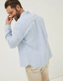 Men FatFace Shirts|Stripe Linen Shirt