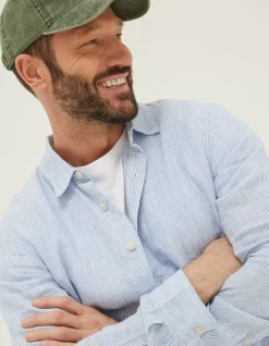 Men FatFace Shirts|Stripe Linen Shirt