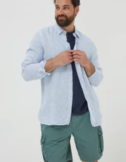 Men FatFace Shirts|Stripe Linen Shirt