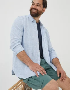 Men FatFace Shirts|Stripe Linen Shirt