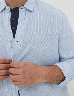 Men FatFace Shirts|Stripe Linen Shirt