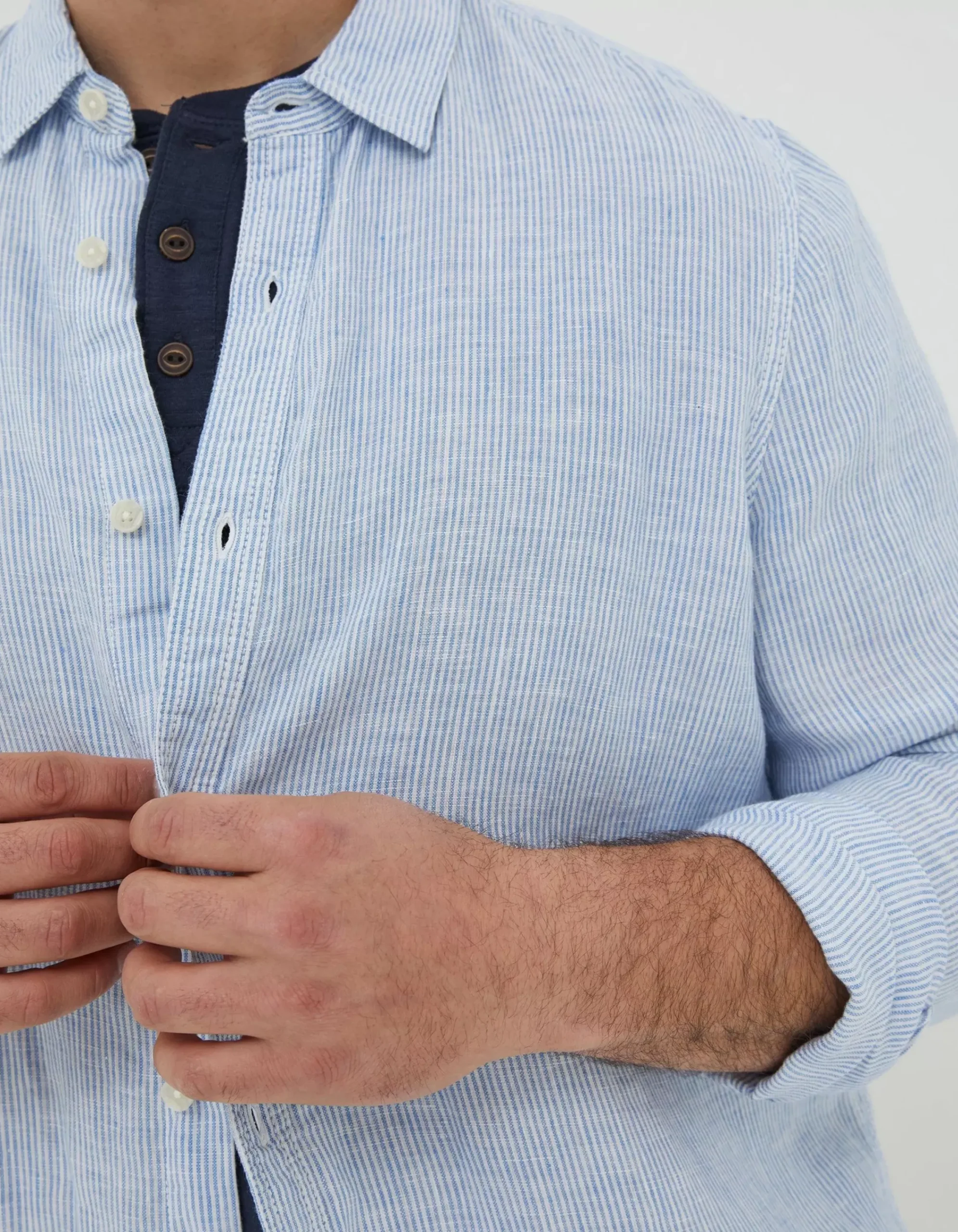 Men FatFace Shirts|Stripe Linen Shirt
