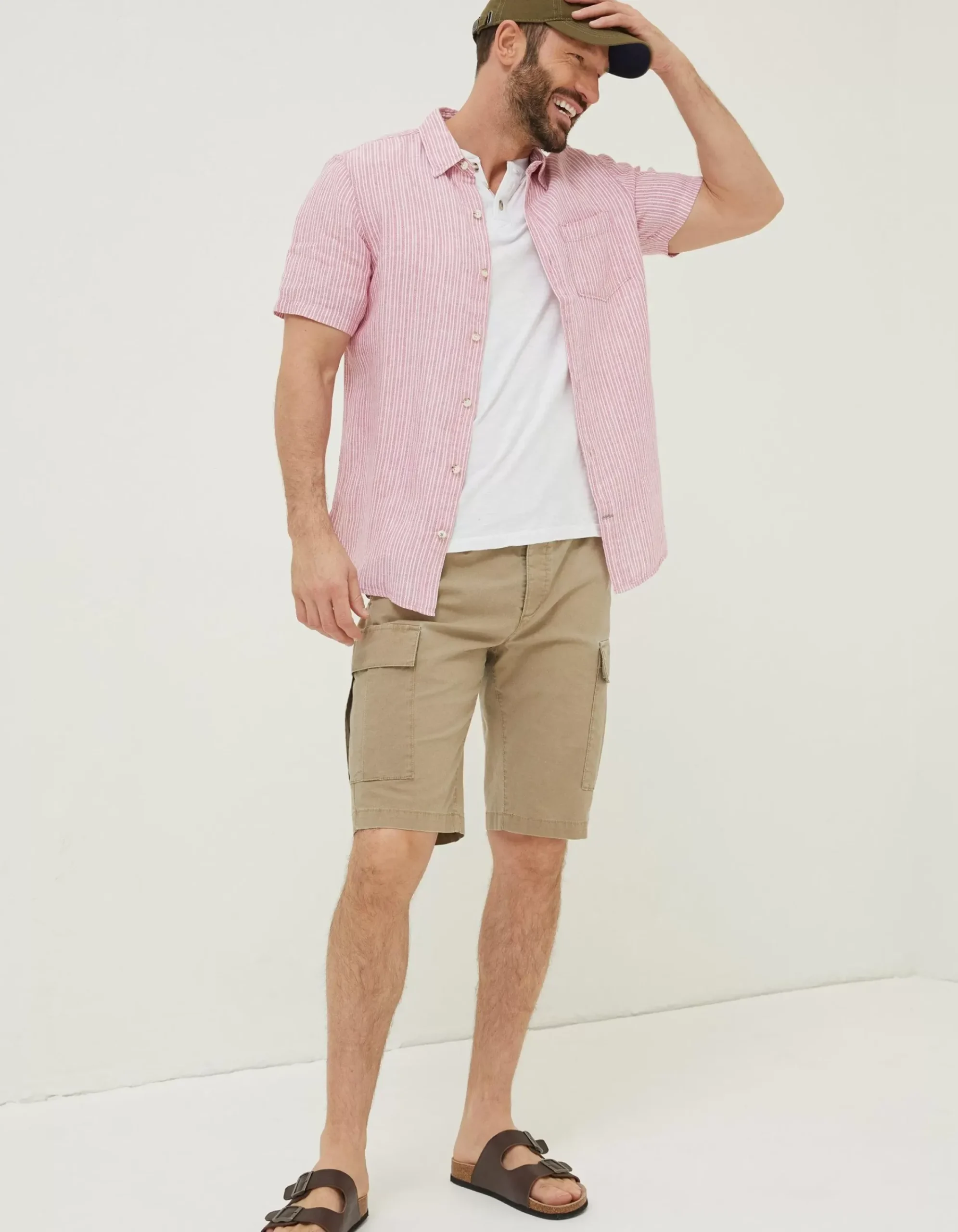 Men FatFace Shirts|Stripe Linen Shirt