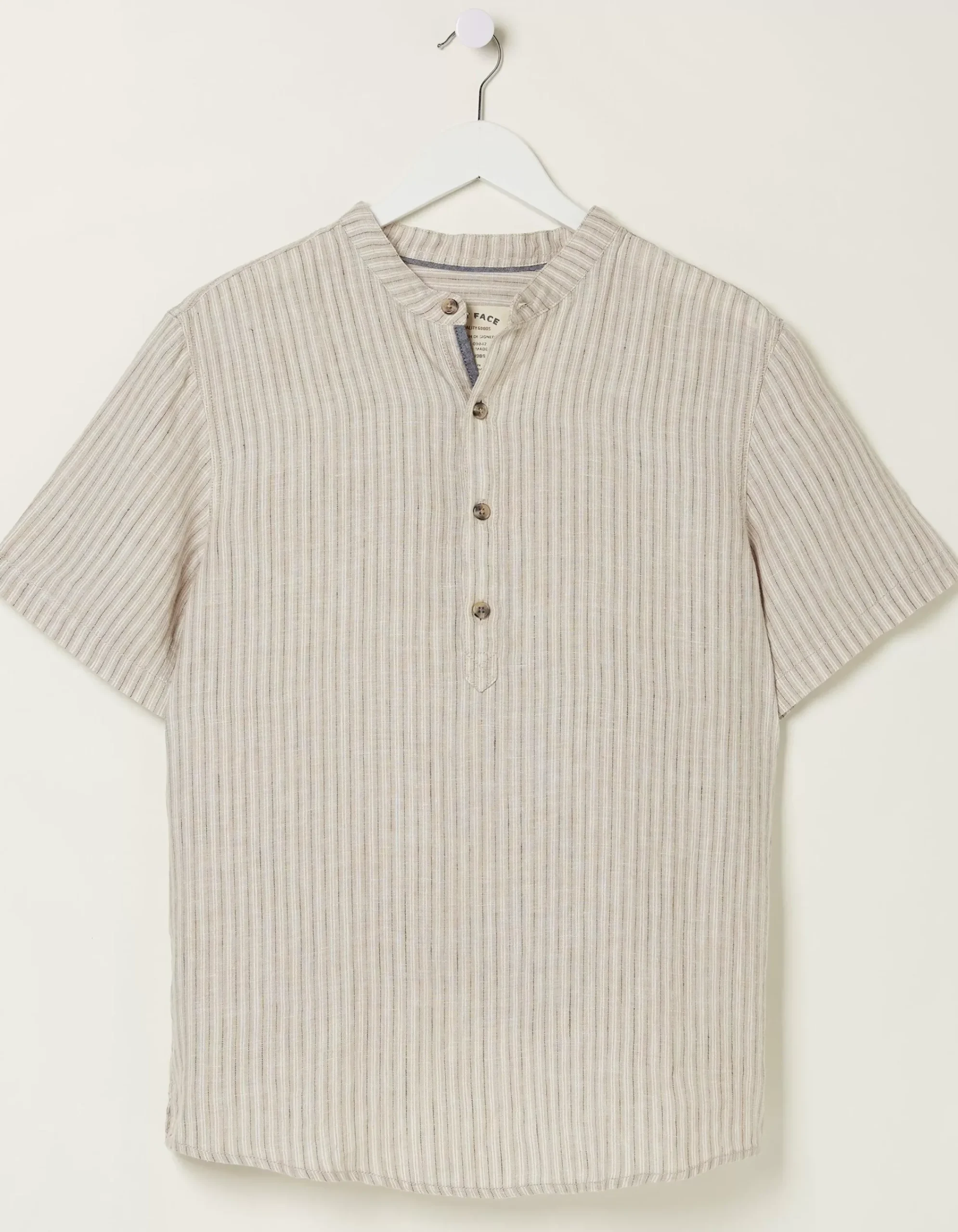 Men FatFace Shirts|Stripe Pop Over Linen Shirt