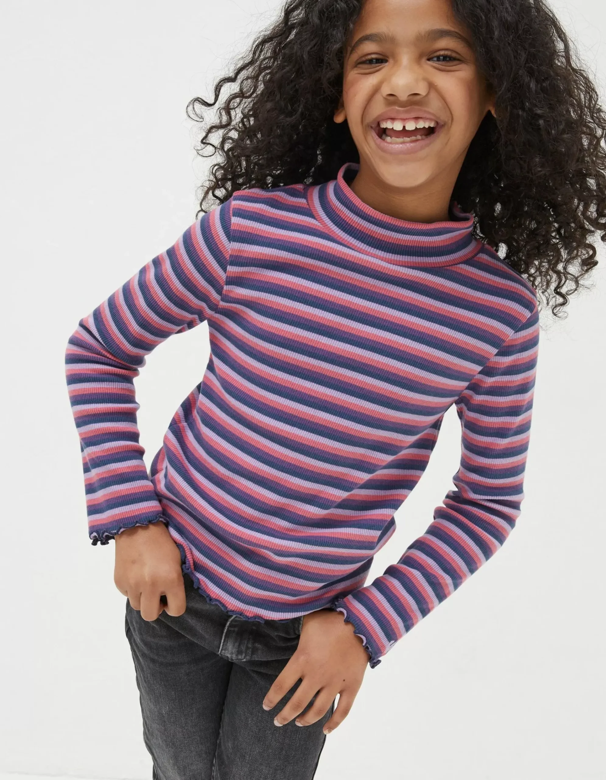 Girls FatFace View All|Stripe Rollneck Jersey T-Shirt