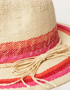 Women FatFace View All|Stripe Straw Fedora Hat
