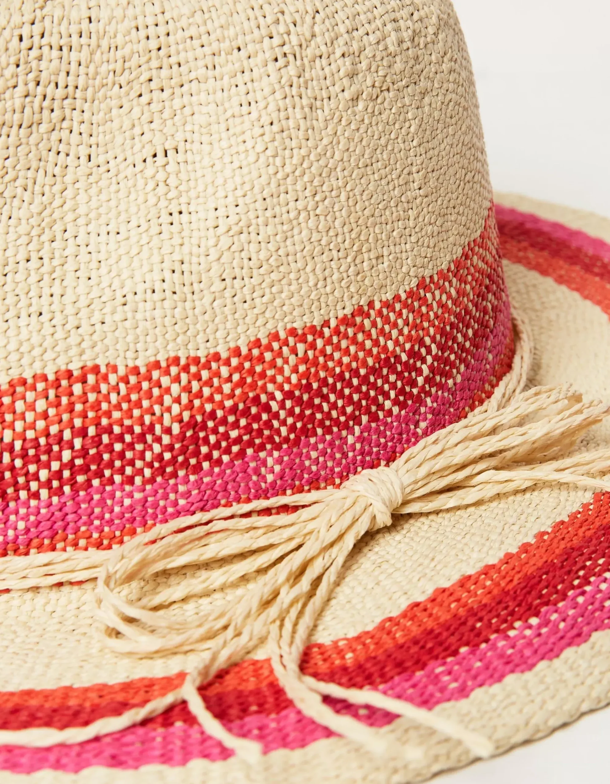Women FatFace View All|Stripe Straw Fedora Hat