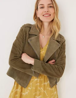 Women FatFace Coats & Jackets|Suzie Suede Biker Jacket