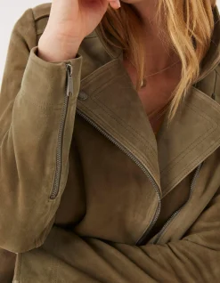 Women FatFace Coats & Jackets|Suzie Suede Biker Jacket