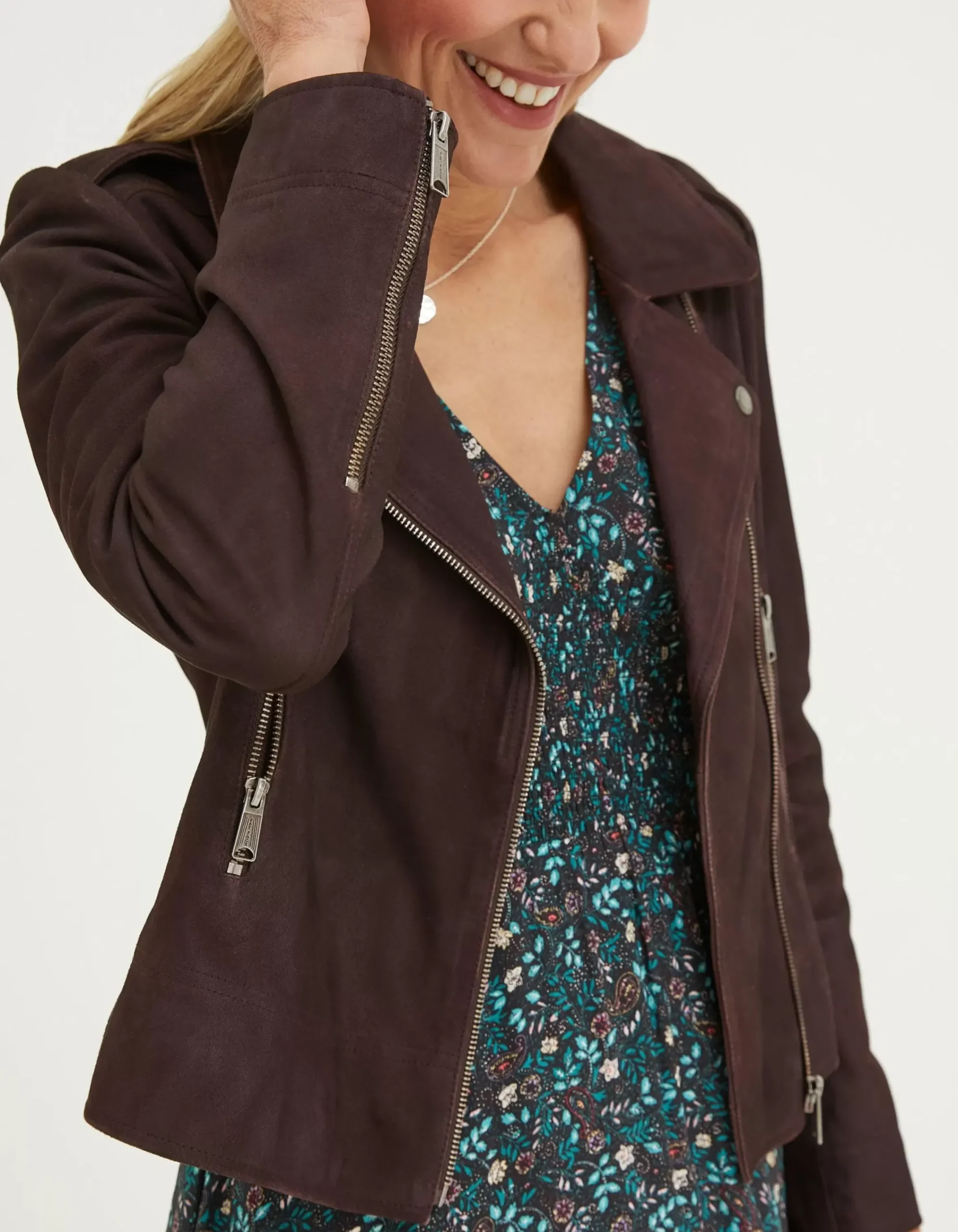 Women FatFace Coats & Jackets|Suzie Suede Biker Jacket