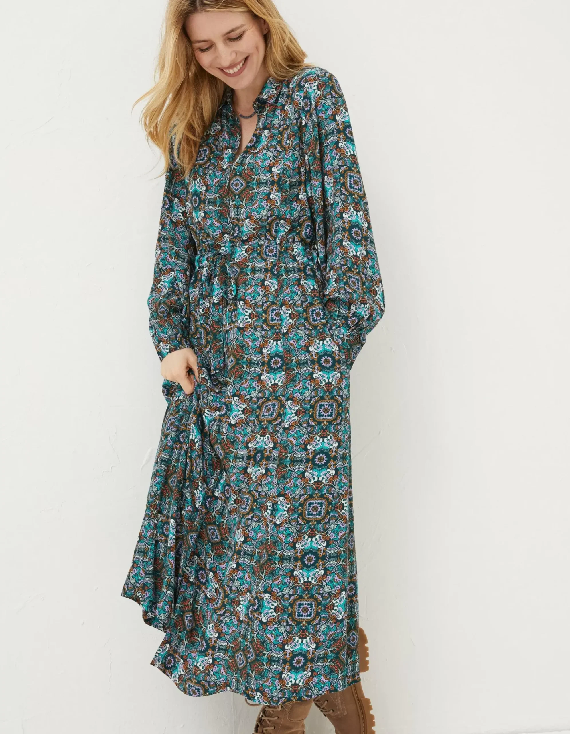 Women FatFace Dresses|Swinley Mirrored Midi Dress