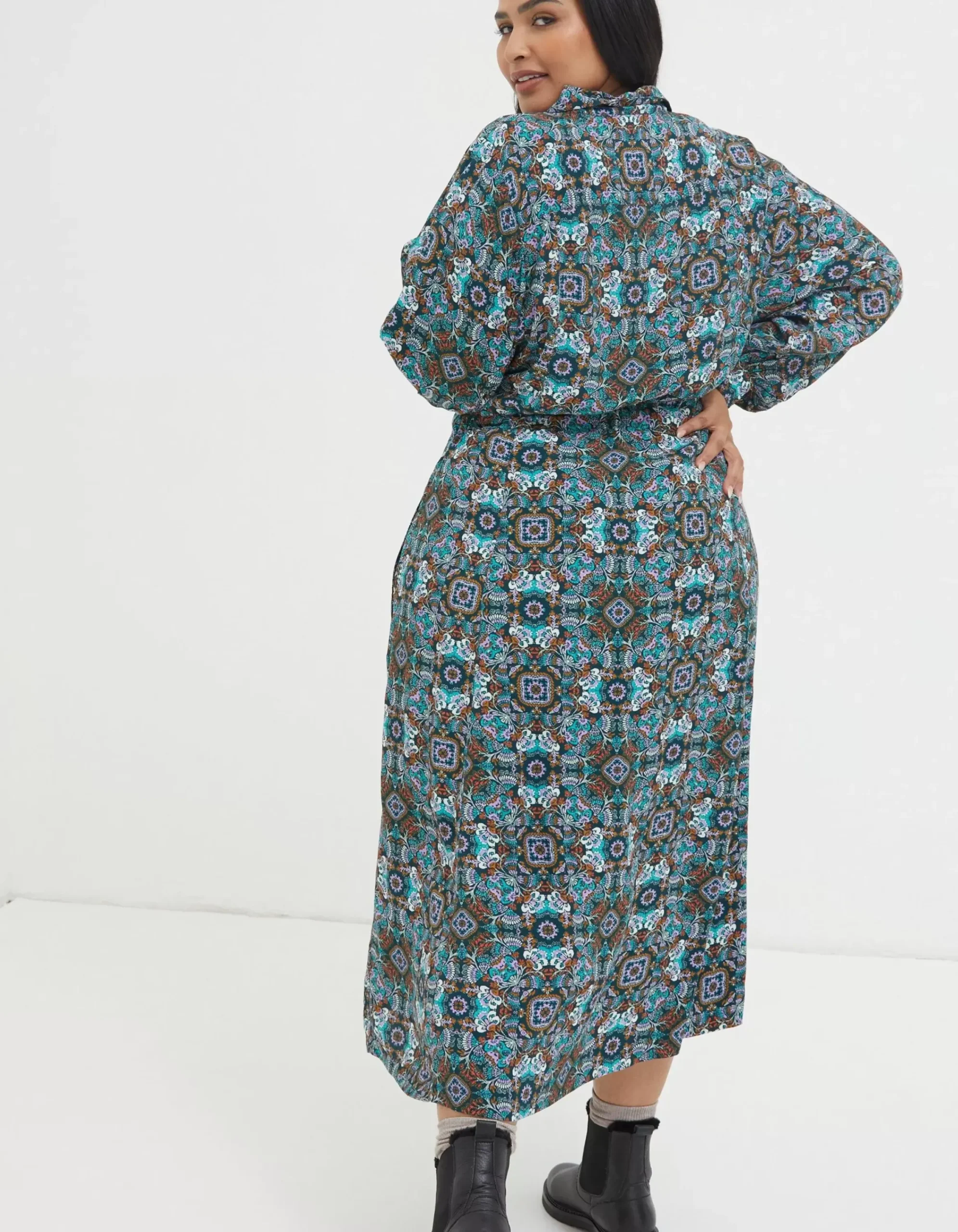 Women FatFace Dresses|Swinley Mirrored Midi Dress