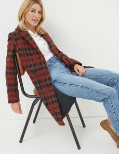 Women FatFace Coats & Jackets|Tanya Wool Blend Check Coat