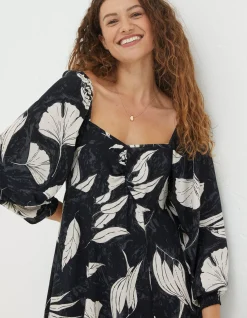 Women FatFace Dresses|Tessa Twilight Leaves Midi Dress