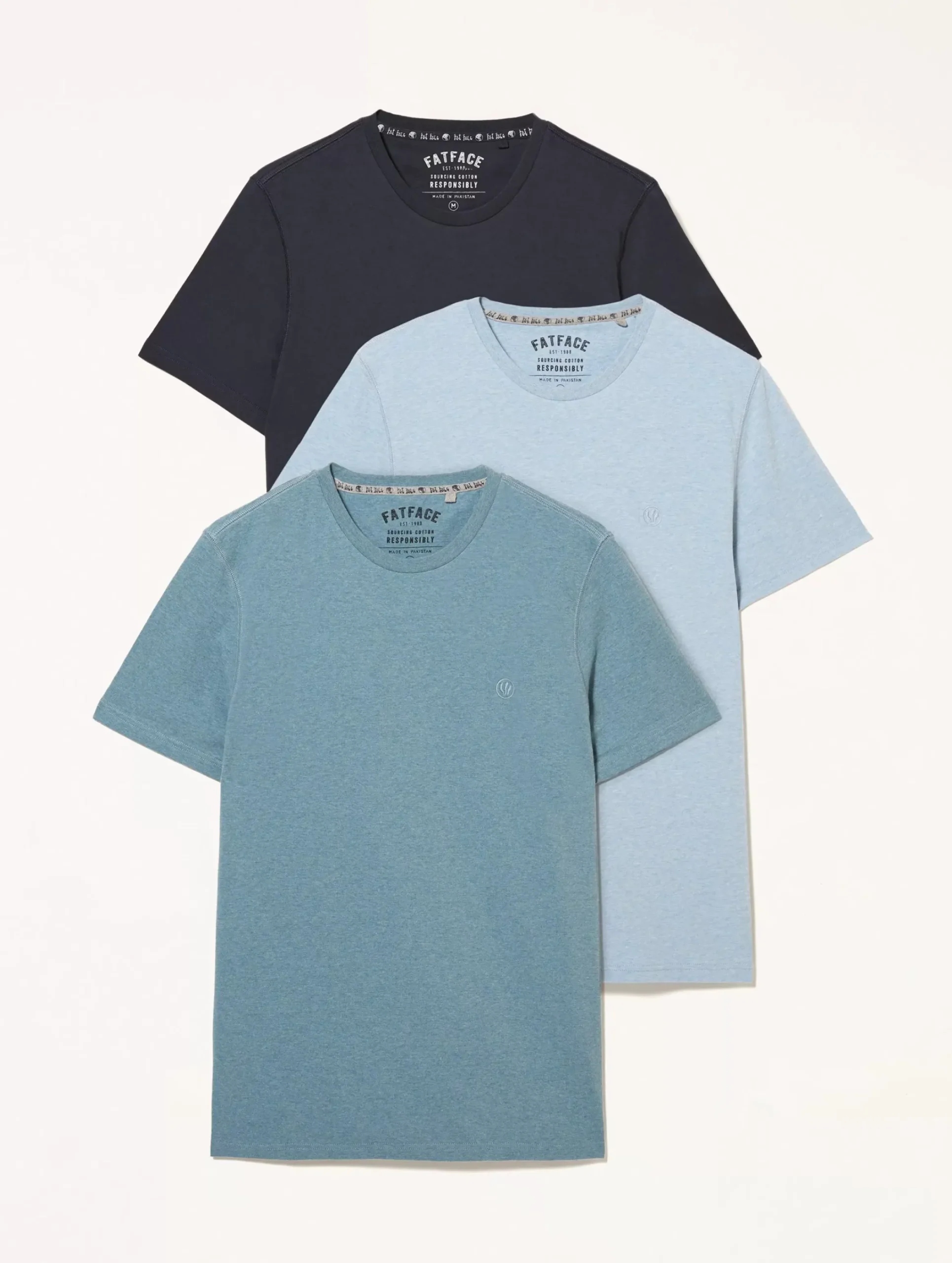 Men FatFace T-Shirts|Three Pack Crew Neck T-Shirts