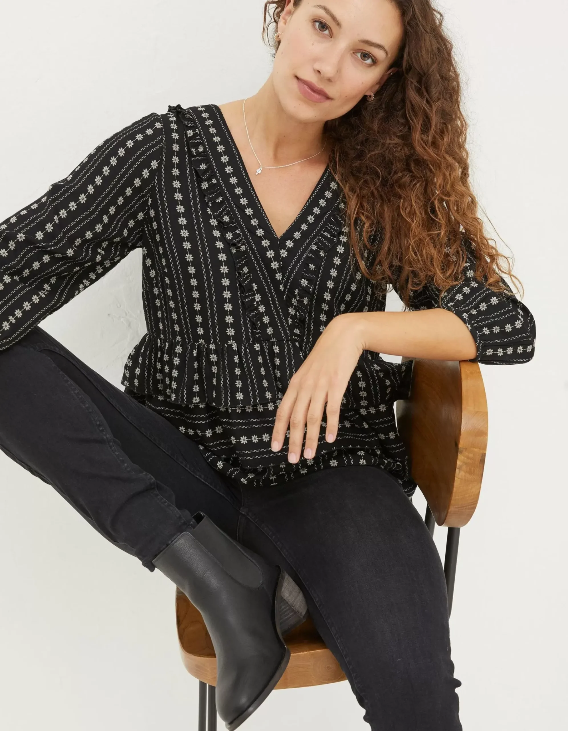 Women FatFace Shirts & Blouses|Tibby Frill Floral Blouse