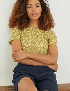 Women FatFace Tops & T-Shirts|Tie Back Paint Linen T-Shirt