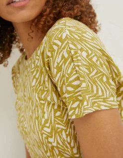 Women FatFace Tops & T-Shirts|Tie Back Paint Linen T-Shirt
