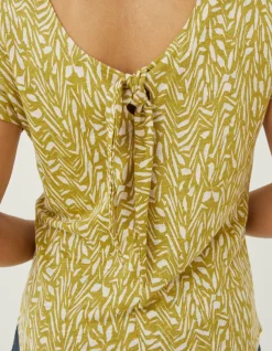 Women FatFace Tops & T-Shirts|Tie Back Paint Linen T-Shirt