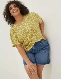 Women FatFace Tops & T-Shirts|Tie Back Paint Linen T-Shirt