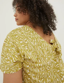 Women FatFace Tops & T-Shirts|Tie Back Paint Linen T-Shirt