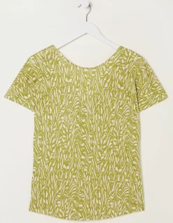 Women FatFace Tops & T-Shirts|Tie Back Paint Linen T-Shirt