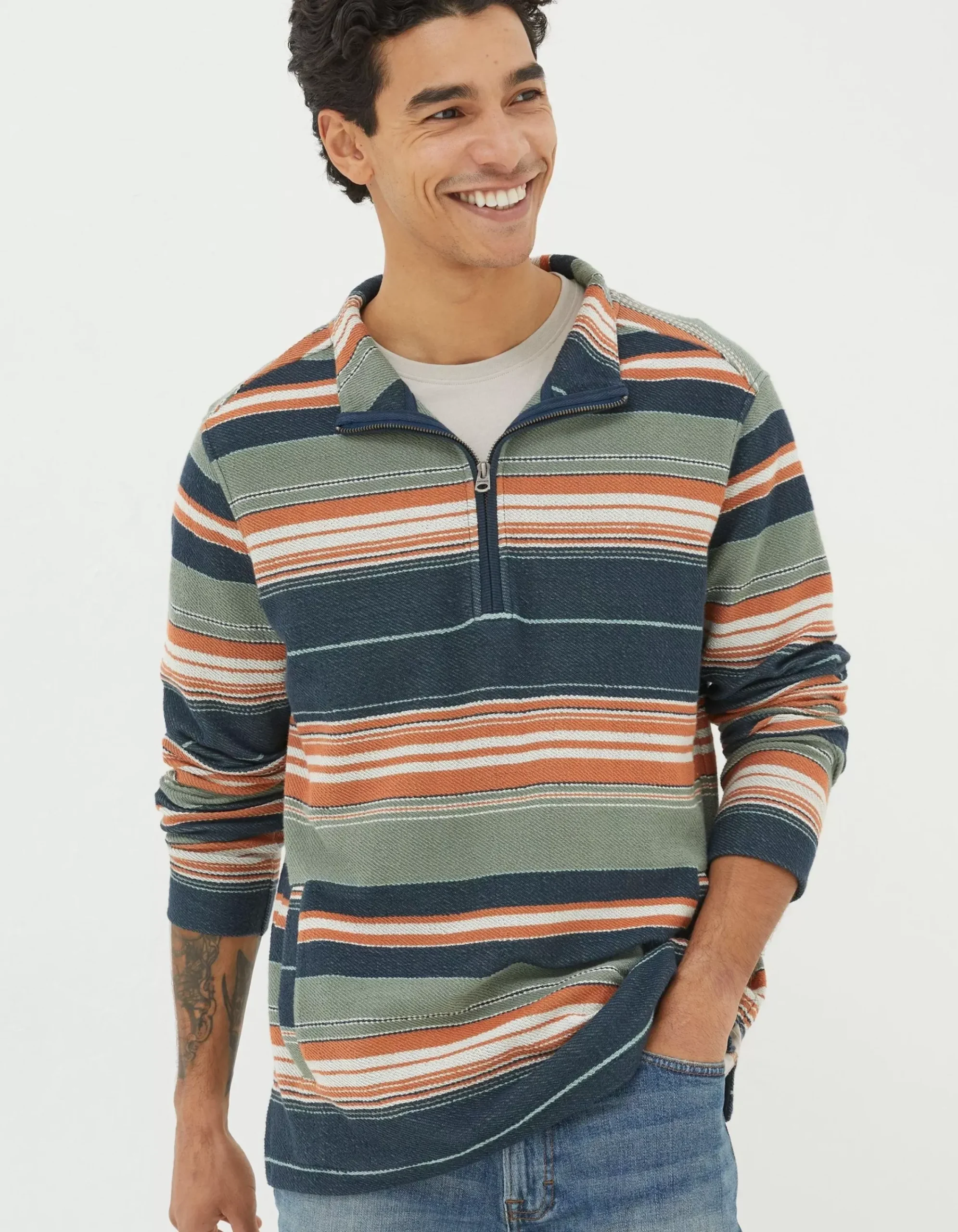 Men FatFace View All|Trescowe Half Neck Sweatshirt