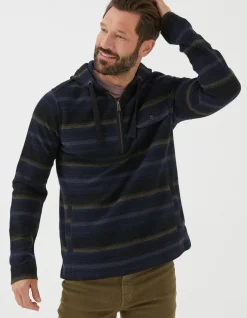 Men FatFace Sweatshirts & Hoodies|Trescowe Stripe Half Zip Hoodie