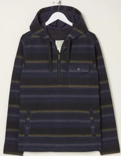 Men FatFace Sweatshirts & Hoodies|Trescowe Stripe Half Zip Hoodie