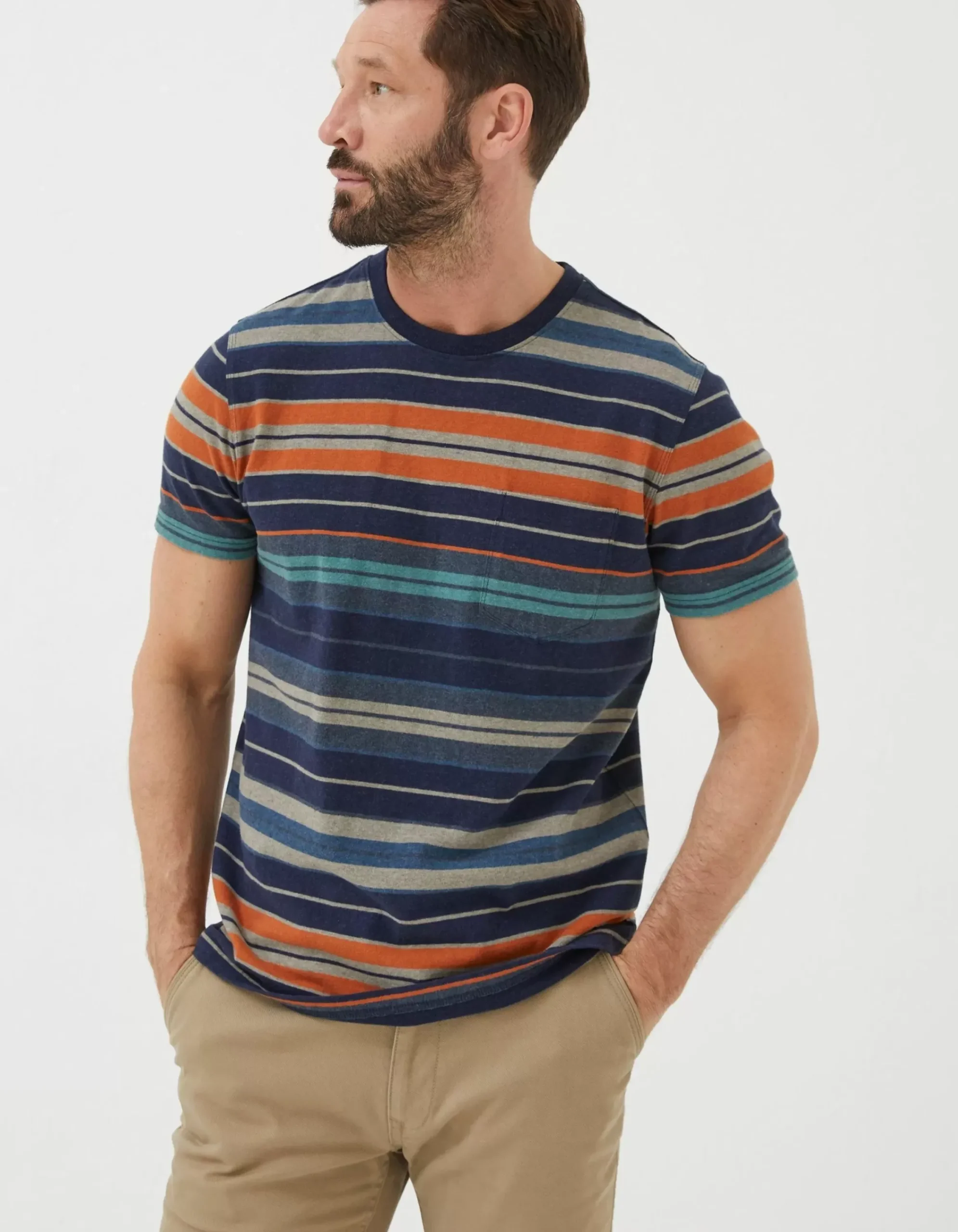 Men FatFace T-Shirts|Trescowe Stripe T-Shirt