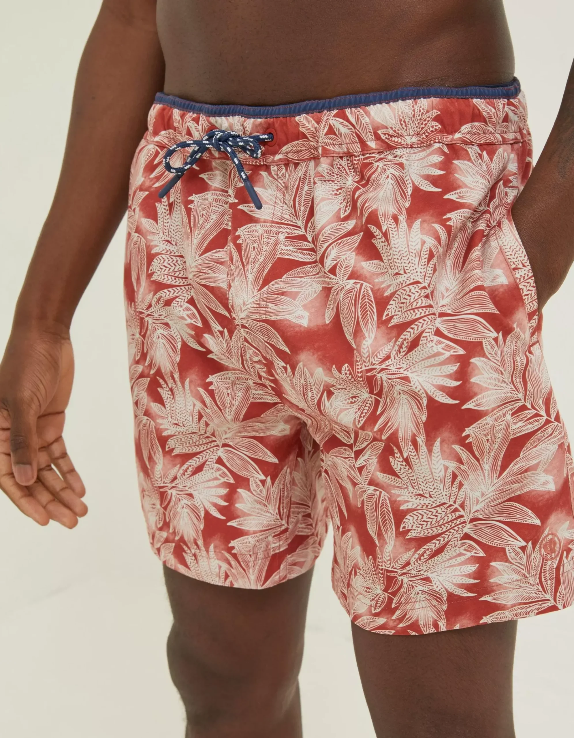 Men FatFace Swimwear|Trevose Leaf Print Swim Shorts