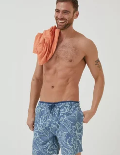 Men FatFace Swimwear|Trevose Palm Print Swim Shorts