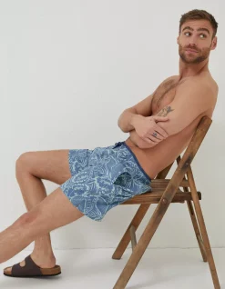 Men FatFace Swimwear|Trevose Palm Print Swim Shorts