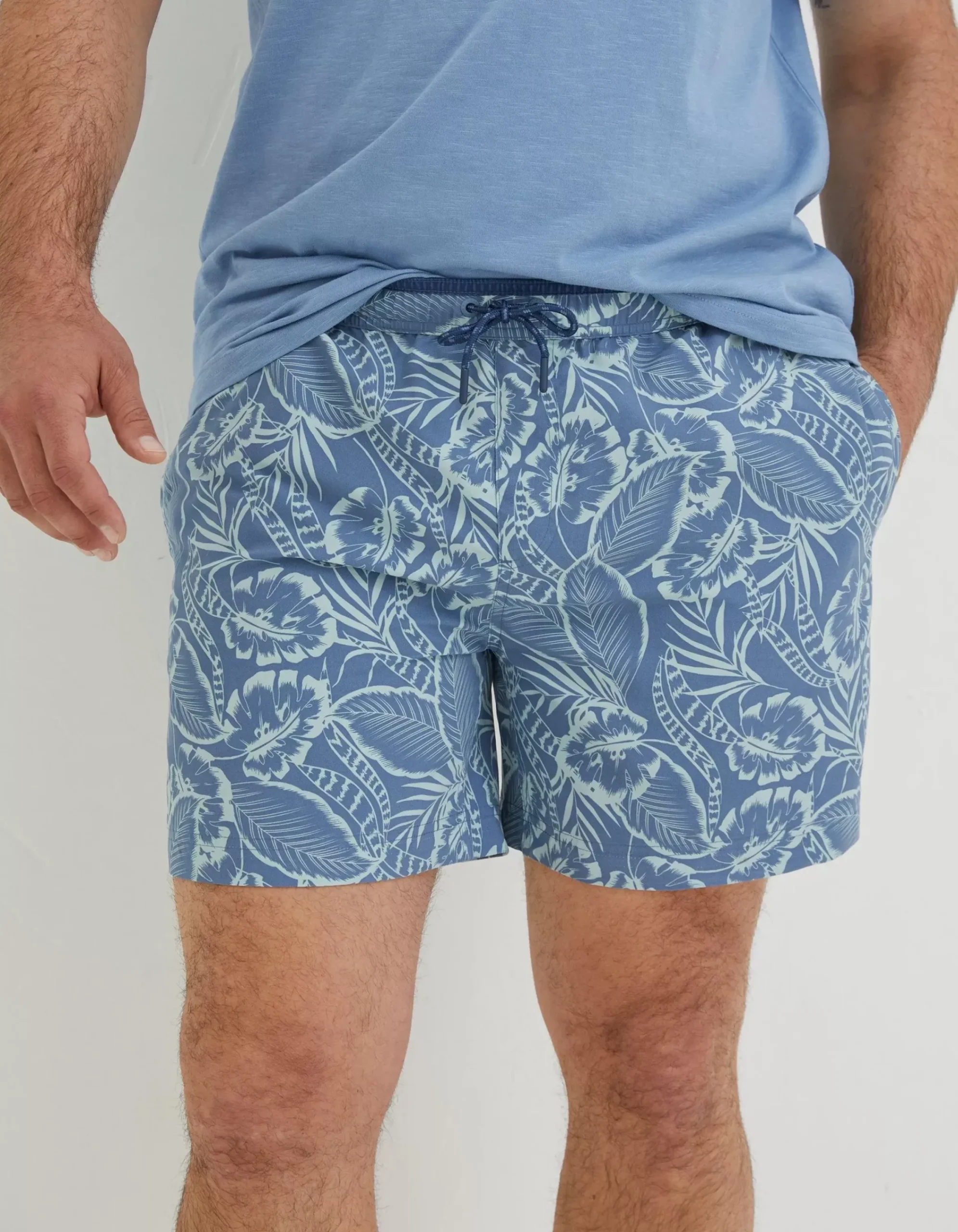 Men FatFace Swimwear|Trevose Palm Print Swim Shorts